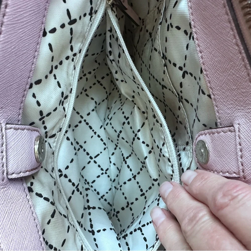 Kate Spade Light Pink Satchel with Floral and butterfly  Design 100% leather